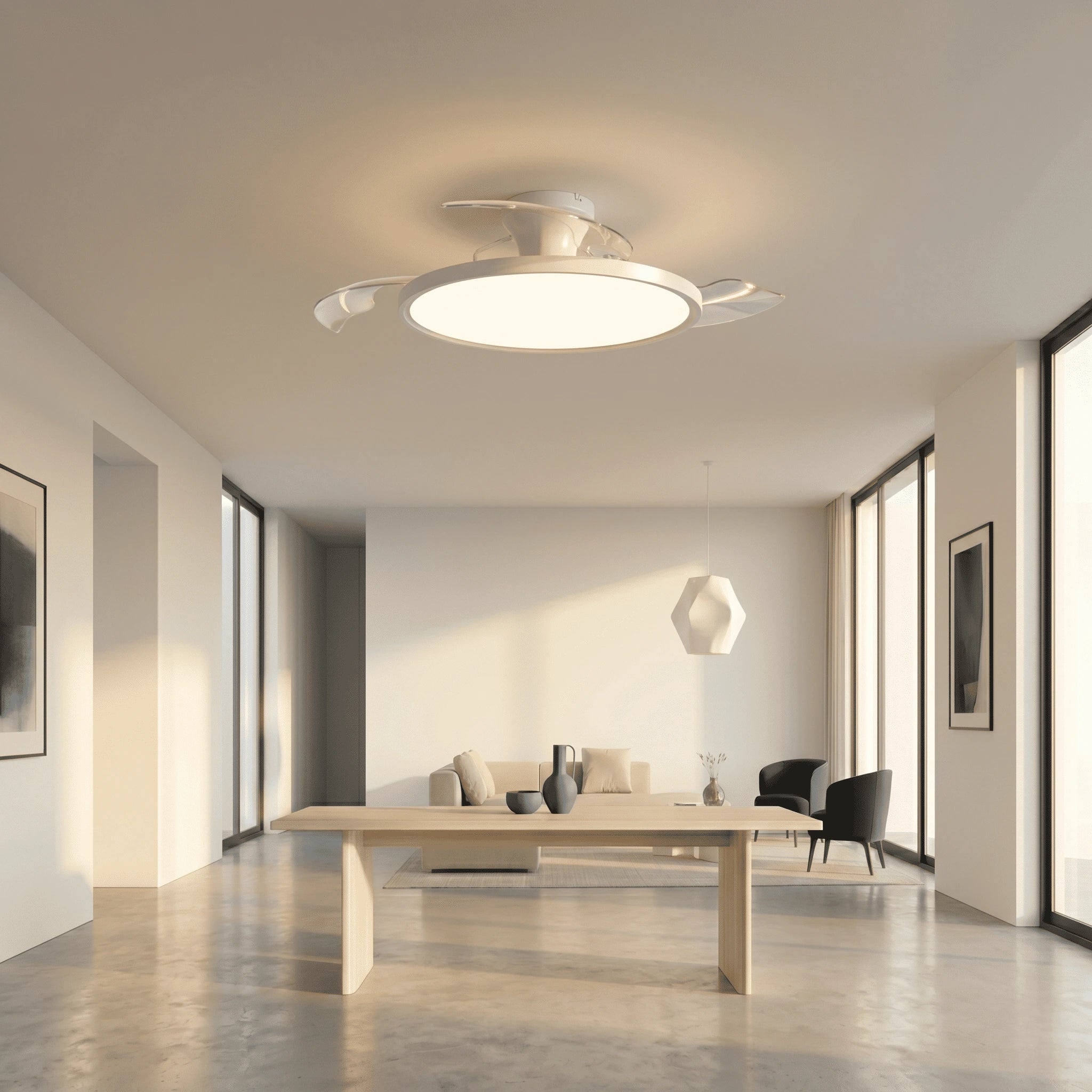 Ventilateur Plafond Invisible Moteur DC — Blanc & LED Intégrée