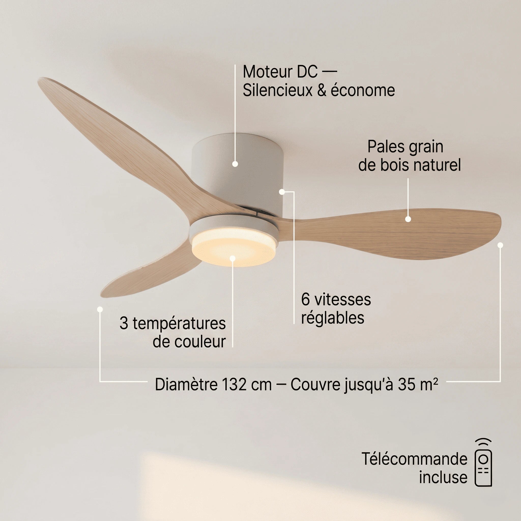 Ventilateur Plafond Silencieux Moteur DC
