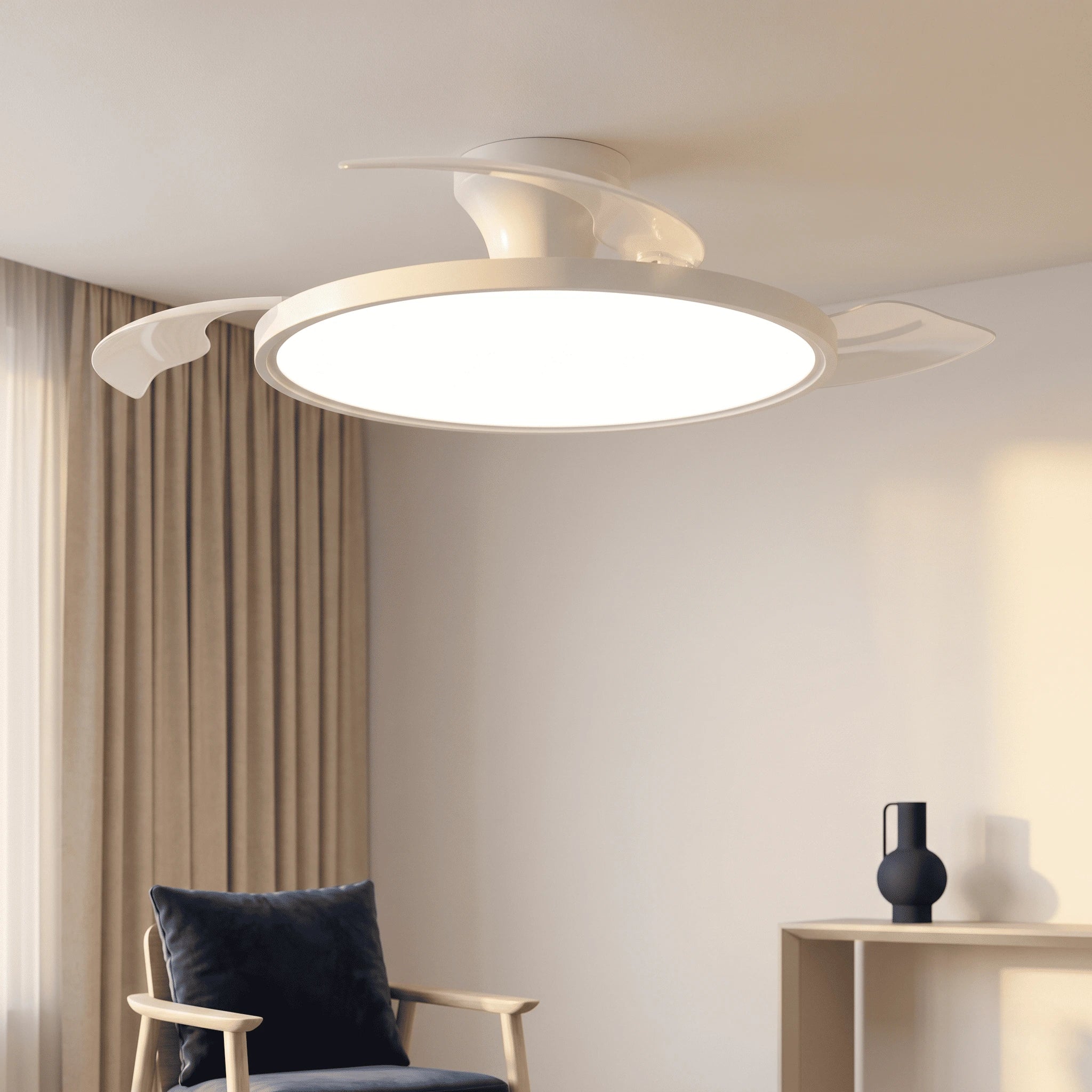 Ventilateur Plafond Invisible Moteur DC — Blanc & LED Intégrée